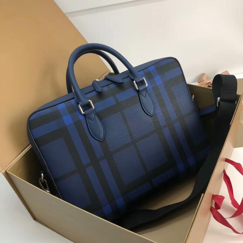 Burberry Handbags 40564551PVC fabric navy blue plaid pattern